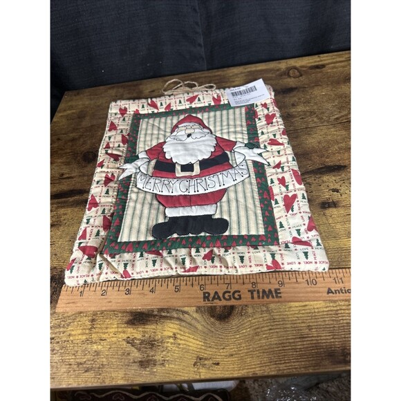 Sears Christmas Kitchen Cooking Santa QUILTED Fabric WALL HANGINGS Lot of 2 NOS - Picture 10 of 11
